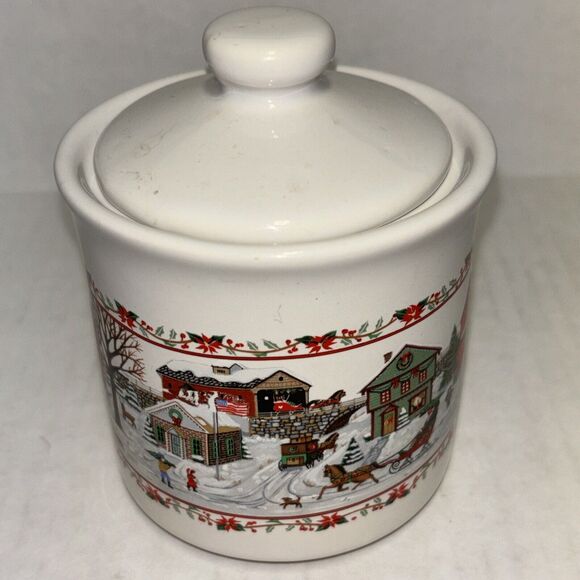 RUSS BERRIE AND CO VTG Creamer And Sugar Bowl w/ Lid “A Christmas Remembered” - Picture 6 of 16